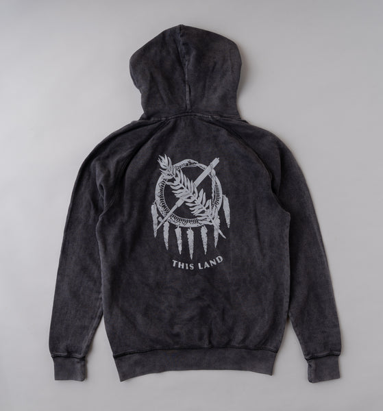 Ouroboros Shield Pullover Hoodie - Washed Black